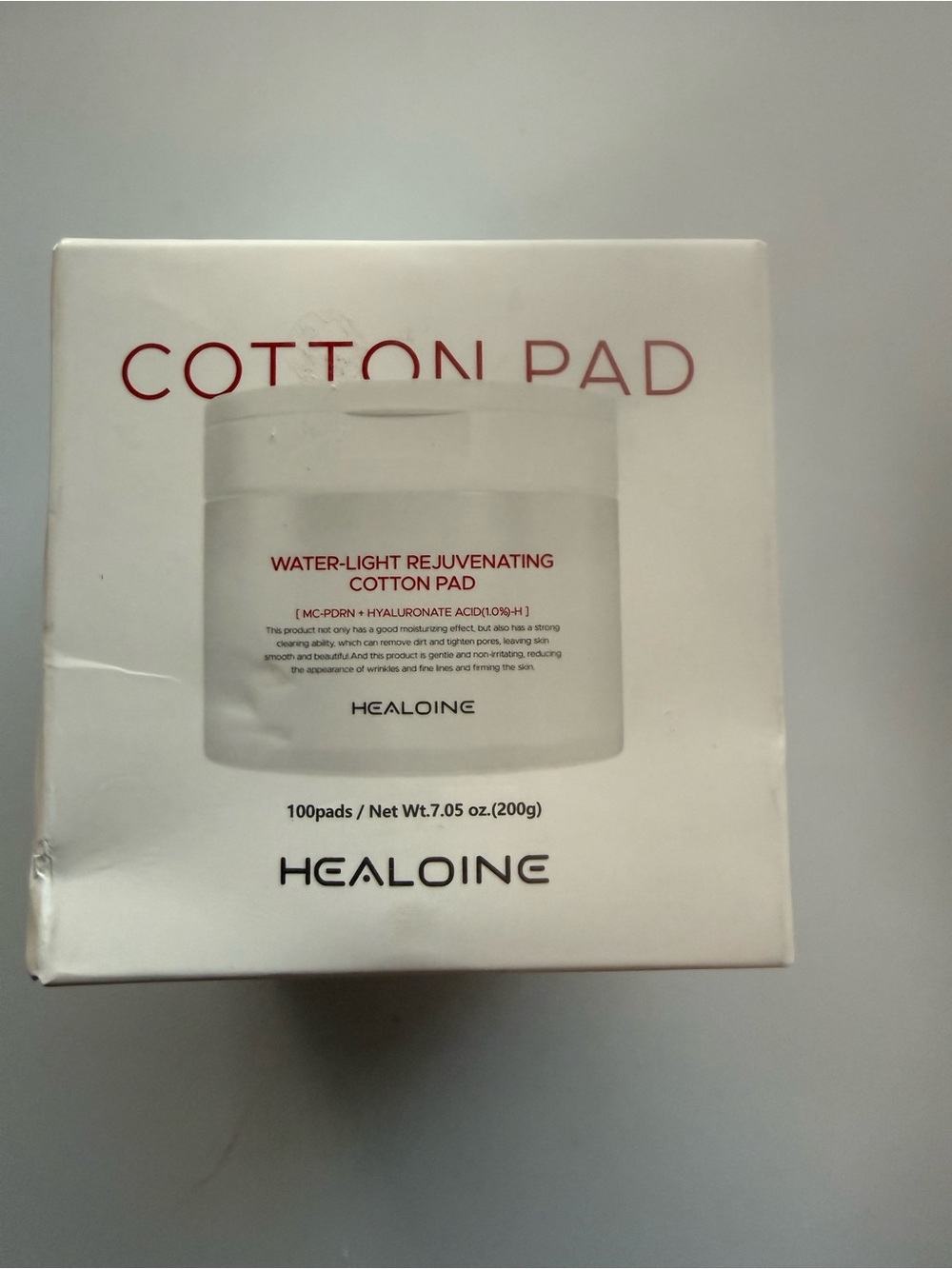 Healoine White Cotton Pads - Water-Light Rejuvenating Skincare Pads